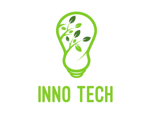 Innovative - Leaves Branch Bulb logo design