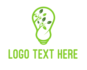 Green - Leaves Branch Bulb logo design