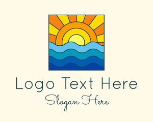 Stained Glass - Summer Beach Sunset logo design