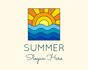 Summer Beach Sunset logo design