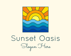 Summer Beach Sunset logo design