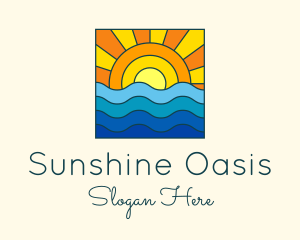 Summer Beach Sunset logo design