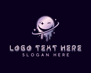 Holographic - Cosmic Smiley Orbit logo design
