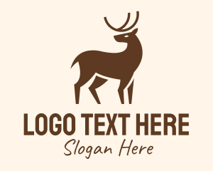 Deer Head - Brown Wild Reindeer logo design