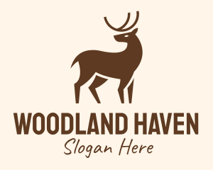 Woodland - Brown Wild Reindeer logo design