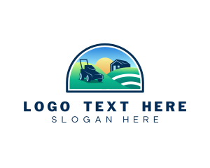 Greenery - Field Landscaping Lawn Mower logo design