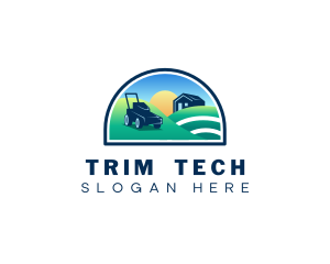 Field Landscaping Lawn Mower logo design