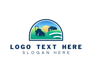 Trimming - Field Landscaping Lawn Mower logo design