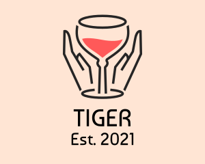Hand - Red Wine Glass logo design