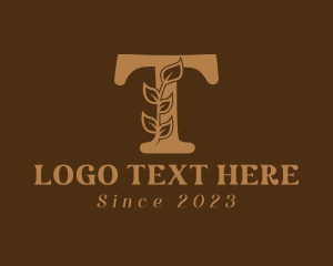 Brown - Wellness Plant Letter T logo design