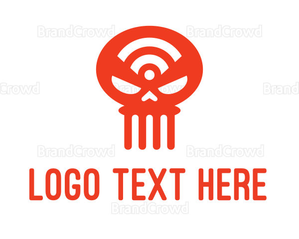 Red Wifi Skull Logo