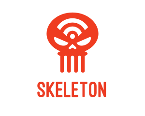 Red Wifi Skull logo design