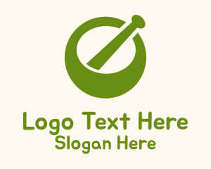 Vegan - Green Mortar Pestle logo design