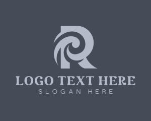 Swoosh - Studio Company Swirl Letter R logo design