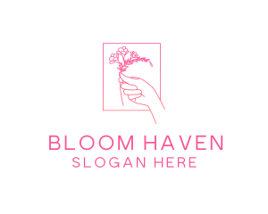 Floral Hand Bloom logo design