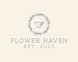 Botanical Beauty Flower Wreath  logo design