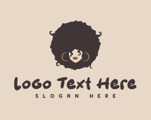 Hairdresser - Retro Afro Woman logo design