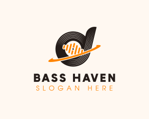 Bass - Dj Disc Vinyl logo design