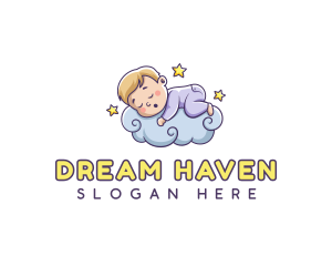 Sleep - Baby Sleeping Cloud logo design