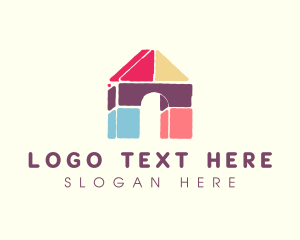 Preschool - House Building Blocks logo design