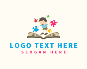 Preschool - Puzzle Book Boy logo design