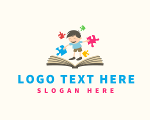 Playful - Puzzle Book Boy logo design
