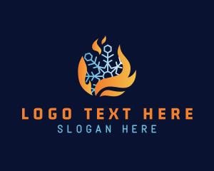 Heating - Burning Flame Snowflake logo design