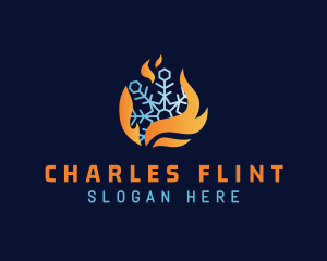 Winter - Burning Flame Snowflake logo design