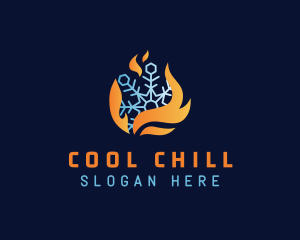 Refrigerator - Burning Flame Snowflake logo design