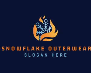 Burning Flame Snowflake logo design