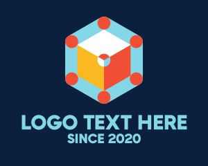 Minecraft - Multicolor Hexagon Arcade Cube logo design
