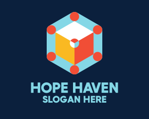 Multicolor Hexagon Arcade Cube Logo