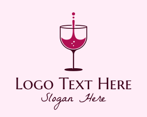 Booze - Red Wine Splash Glass logo design