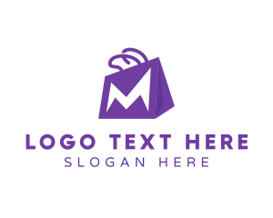 Online Shopper - Letter M Bag logo design