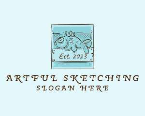 Sketching - Seafood Fish Scribble logo design