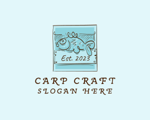 Carp - Seafood Fish Scribble logo design
