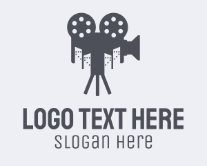 Film Showing - Grey Movie Camera City logo design