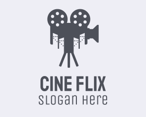 Movie - Grey Movie Camera City logo design