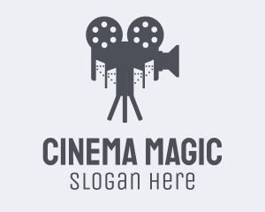 Movie - Grey Movie Camera City logo design
