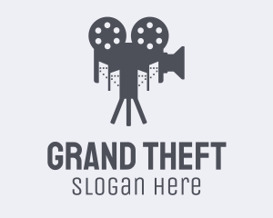 Lens - Grey Movie Camera City logo design