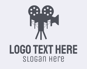 Movie - Grey Movie Camera City logo design