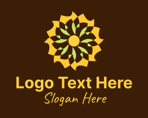 Solar Plant - Geometric Flower Sun logo design