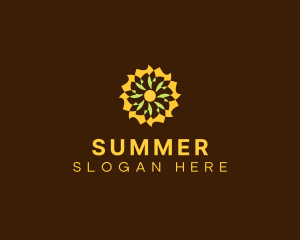 Geometric Flower Sun logo design