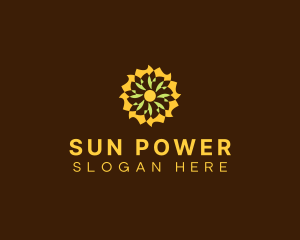 Geometric Flower Sun logo design