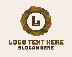 Dried - Organic Autumn Leaves Wreath logo design