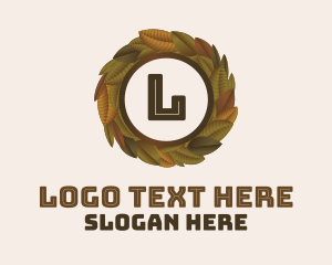 Forest - Organic Autumn Leaves Wreath logo design