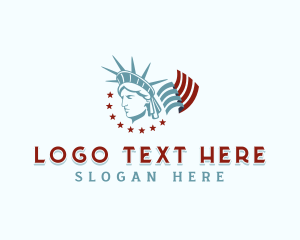 Liberty Statue - Lady Liberty American Flag logo design