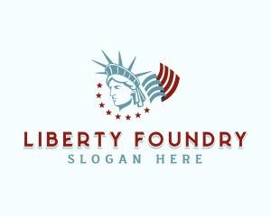 Lady Liberty American Flag logo design