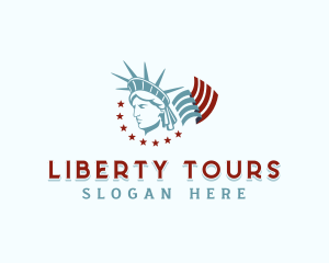 Statue Of Liberty - Lady Liberty American Flag logo design