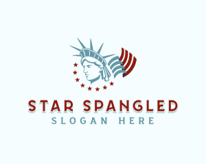 Lady Liberty American Flag logo design